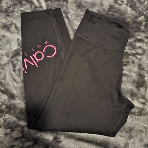 Calvin Klein Kids Black Leggings with Pink Logo Accent